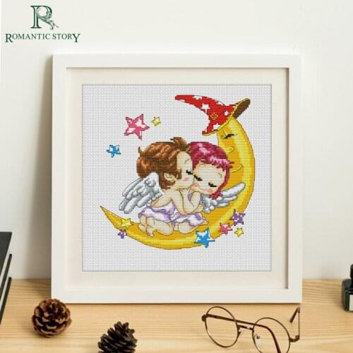 Embroidery,Paintings,Needlework,Cross stitch kits,Little angel, love,home DIY Cross-stitch,thread embroidery,Romantic Story 2048