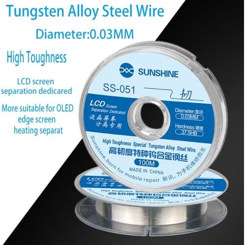 High Toughness Special Tungsten Alloy Steel Wire For Samsung Huawei Iphone OLED Edge LCD Screen Heating Separator Cutting Line
