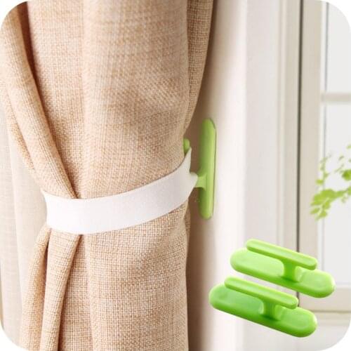 1set Self-adhesive wall hook organizer curtain holder Window Drapery Hooks Curtain Tieback Buckle Clamp Fastener