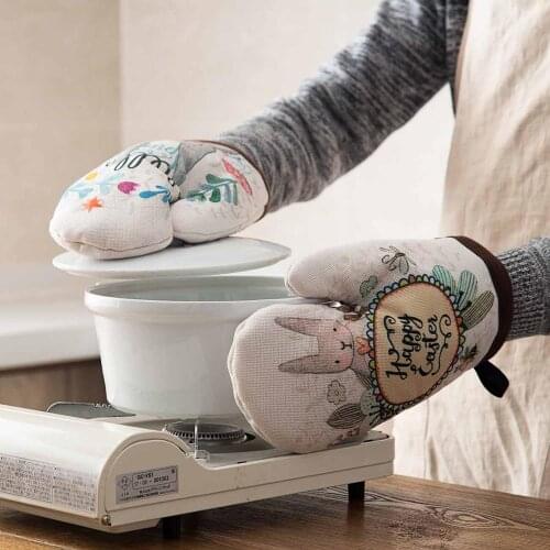 1Pc Oven Mitts Kitchen Cooking Microwave Oven Gloves Pot Holder Heat Resistant Mitts Cooking BBQ Gloves Potholder Kitchen Gloves