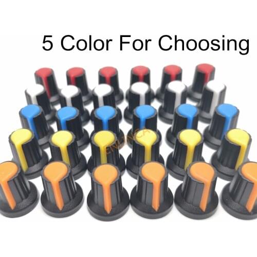 20pcs WH148 potentiometer knob cap(copper core) 15X17mm 6mm Shaft Hole AG2 Yellow Orange Blue White Red 5color