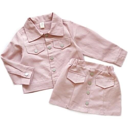2020 Fashion Cool Baby Girl Spring Autumn Clothing Set Jacket+skirt,girls Kids 2pcs Casual Suits Children Clothes Set