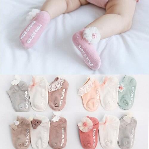 3 pairs /lot baby socks non slip socks newborn baby girl socks non-slip cotton socks newborn short socks