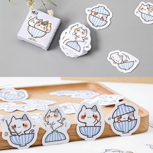 45 Pcs/Set Cute Kawaii Cat Paper Decorative Adhesive Stickers Cartoon DIY For Diary Ablum Decoration Scrapbooking Stickers