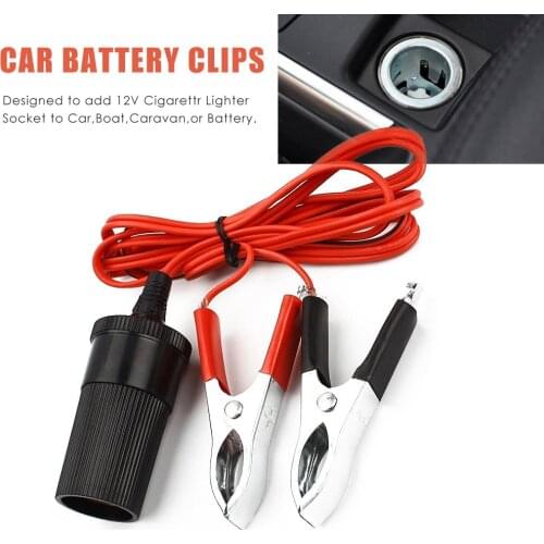 Car Battery Terminal Clip-On Cigarette Lighter Clamp 12V Volt Power Socket Adapter Plug to Car Boat Car USB Charger