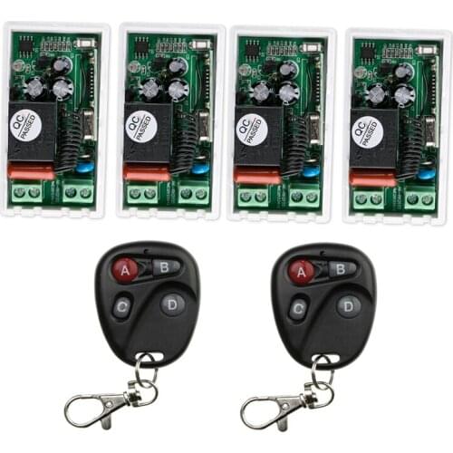 220 v 1 ch RF wireless remote control switch 4* receiver+2 * transmitter Simple connection self-lock mode