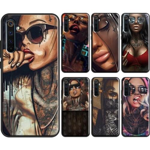 Sexy Sleeve Tattoo Girl For OPPO Realme 8 6 7 Pro C3 C11 C15 GT X7 X2 Pro Case For OnePlus Nord 8T 8 9 Pro Coque