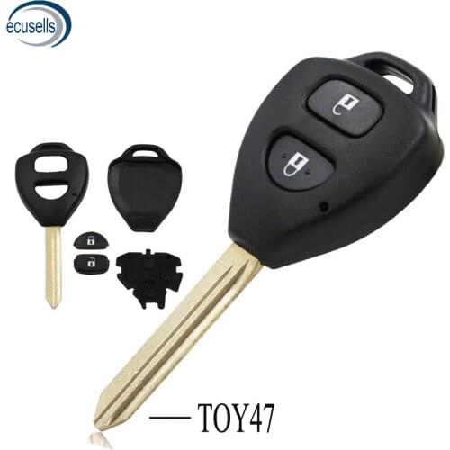 2 buttons remote key shell case fob for Toyota Auris Corolla Verso Yaris TOY47 uncut blade