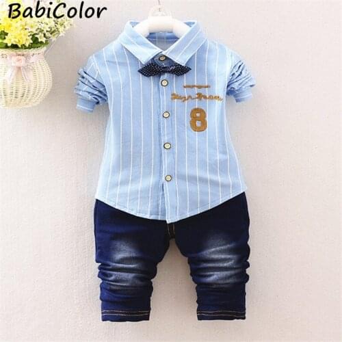 BabiColor Baby Boys Clothing Sets Autumn Baby Boys Sets Long Sleeve Shirt+Jeans Pants 2PCS Boys Clothes Kids Clothes Baby Set