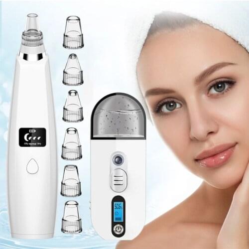 Electric Black Head Remover+Skin Moisture Meter Face Steamer Pore Acne Pimple Black Dot Removal Device Women Beauty Instrument