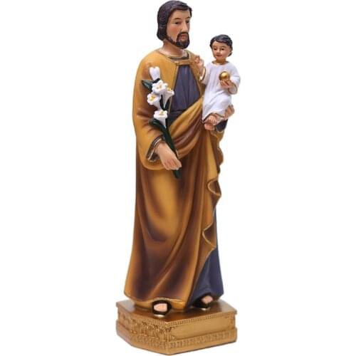 -Josephs and Child Jesus on Base, Heavenly Protectors Renaissance Collection, 8" Resin and Stone Religious Gift