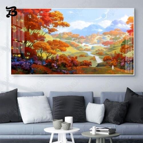 Canvas Painting Wall Art Nordic Style Landscape Oil Painting Fairy Tale World Forest Posters Prints for Living Room Home Decor