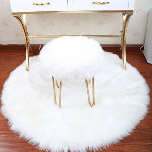 Faux Fur Rugs Kids Room Round Rug Carpets for Living Room Decor Long Plush Rugs for Bedroom Shag Area Rug Modern Mats 30*30cm