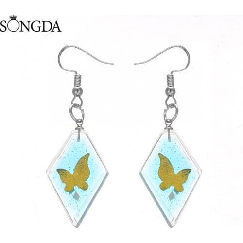 Colorful Acrylic Butterfly Drop Earrings Gold Powder Butterfly Dangle Hook Boho Earrings Simple Korean Jewelry Girl Women Gift