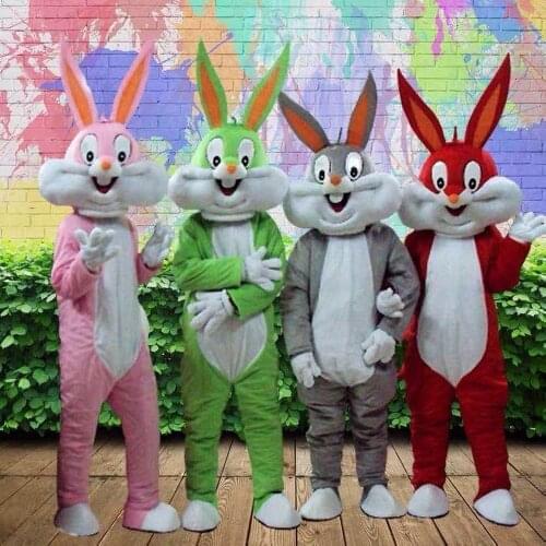Easter Bugs Bunny Looney Tunes Hare Lepus Jackrabbit Rabbit Mascot Costume With Big Mouth Mascotte Adult