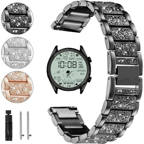 Diamond Metal Watchband for HUAWEI Watch 3 3Pro Band for Huawei GT 2 42/46mm GT2 Pro Stainless Wrist Strap Bracelet 20mm 22mm