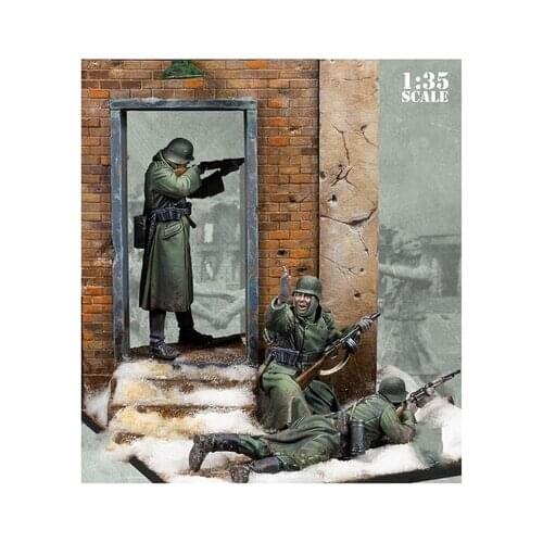 1/35 Scale Models Resin WW2 Soldier Shooting 3 People WWII Figure Unpainted GK Model Kit Diorama Handmade DIY Fun Gift