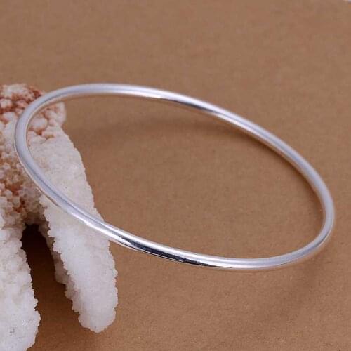 Fashion Silver plated 3mm Single Circle Bangle Bracelet for Women Jewelry Factory Price SMTB135