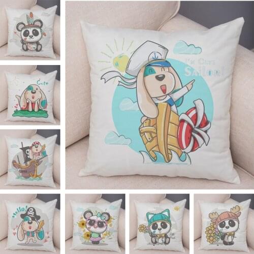 Pet Cartoon Pirate Dog Soft Plush Cushion Cover Decor Cute Animal Pillow Case Nordic Pillowcase for Children Room Sofa Home Car