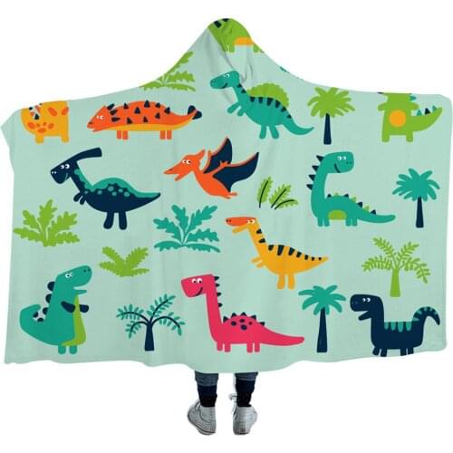 Dream Dinosaur Hooded Blanket Picnic 3D Print Girls Fashion Plush Soft Plush Bedding Portable Adults Office Quilts Wearable