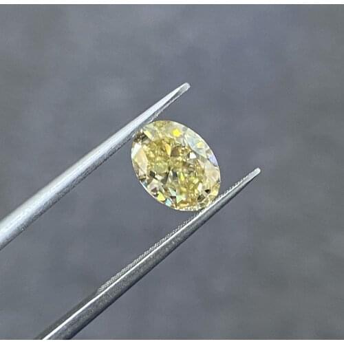 Oval Ice Crushed Cut Fancy Yellow Color 2.5 Carat 7x9mm Loose Moissanite Stone Vivid Diamond