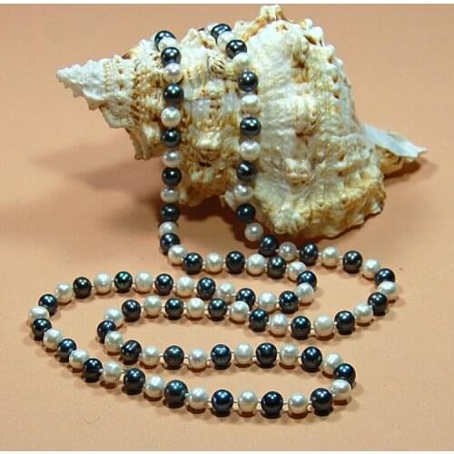 Hot sell dual-use 7-8 mm black white natural freshwater pearl necklace fashion jewelry