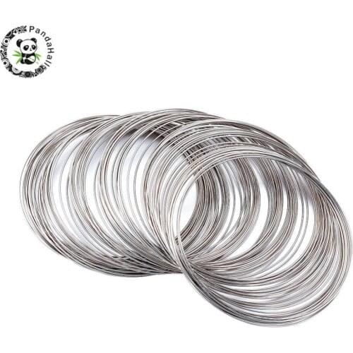 Pandahall 65mm Diameter Steel Memory Beading Wire Platinum Color For Bracelets Making DIY Jewelry Findings About 100circles/bag