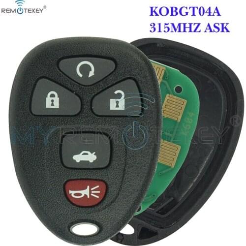 Remtekey Remote fob 5 button 315Mhz 22733524 for Chevrolet Pontiac G5 G6 Saturn Aura Sky 2008 2009 remote control KOBGT04A key
