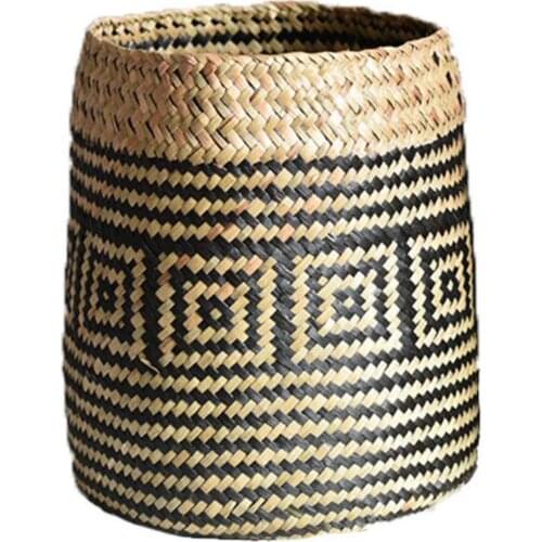 Nordic Style Hand-woven Storage Basket Flower Pot Fruit Rattan Basket Plant Pot Container Collapsible Seagrass Laundry Advantage