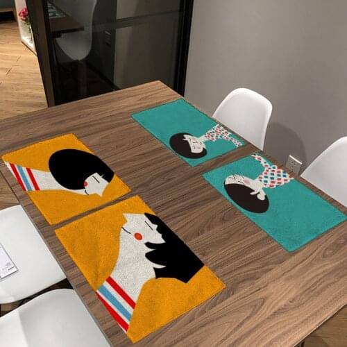 People Cloth Table Napkins Cartoon Abstract Character Tea Placemat Double Ahoy Couple Party Home Wedding Decorative Tableclote