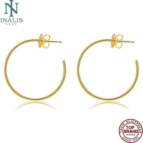 INALIS Circle Hoop Earrings Exquisite Geometric Round Golden Copper Earring For Women Basic Fashion Jewelry Elegant Accessories