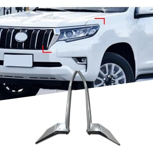 Headlights Eyebrow Trims Front Head Lights Lamp Cover For Toyota Land Cruiser Prado 2010 - 2019 ABS Chrome Car Accessories