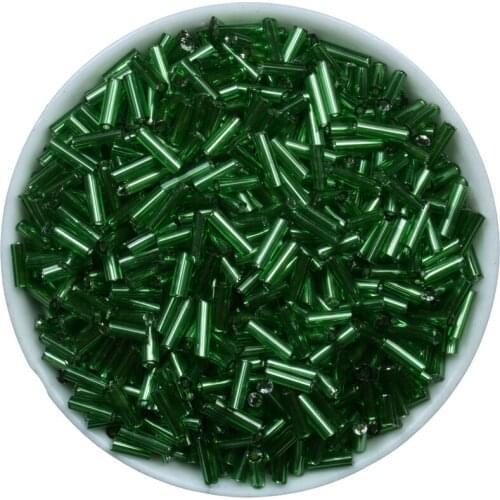 Dark Green 500pcs Loose Glass Czech Tube Seed Beads 2x6mm Crystal Spacer Beads For Jewelry Making DIY Bracelet Necklace Finding