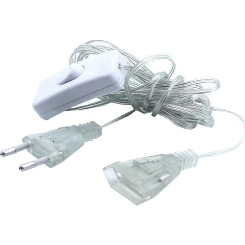 BEIAIDI 3M Power Extension Cable With On/Off Switch EU US Plug Extender Wire For LED Christmas String Light Holiday Lighting