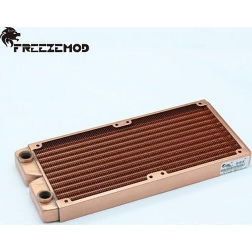 FREEZEMOD 240mm red copper computer water discharge liquid heat exchanger G1/4'' thread radiator for 2*12cm fan. TOP-240TG