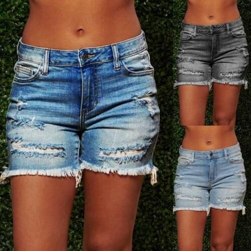 1pcs Womens Sexy Denim Summer Ladies High Stretch Denim Shorts With Ripped Fringe Lady Skinny Sexy club Super Short Jeans Girls