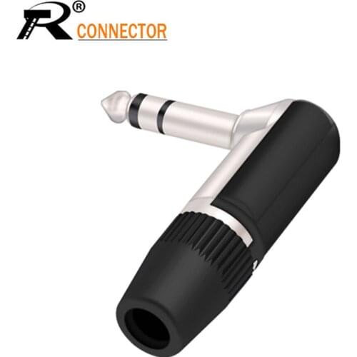 1PC 3PIN 6.35mm Jack Speaker Microphone Plug 6.35mm 3 Pole Mono Male Jack Right Angle Guitar Plug Adapter Connector