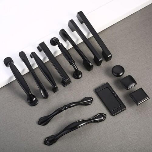 1PC Black Aluminum Alloy Kitchen Cabinet Handles Dresser Drawer Pulls Cupboard Wardrobe Door Knobs Home Furniture Hardware