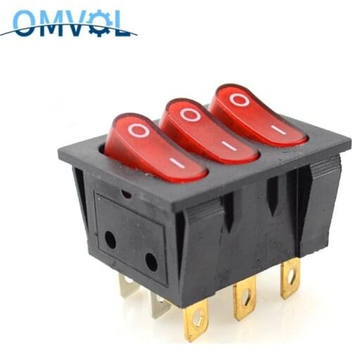 1PC three ways illuminated rocker switch 9 pins