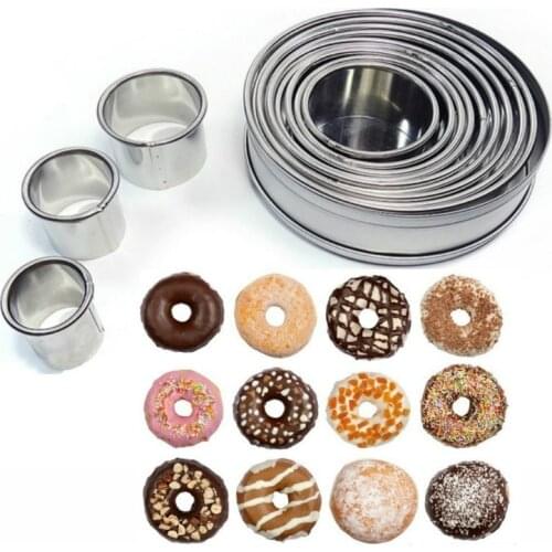 11Pcs/set Stainless Steel Round Cookie Cutter Set Donut Cutter Set Cutters Circle Fondant Molds for Dough Pastry Biscuits