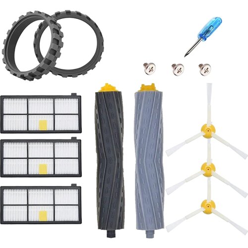 14Pcs Replacement Parts Accessories Compatible for IRobot Roomba Anti-Skip Rubber Wheel Tires Side Main Brush Filter