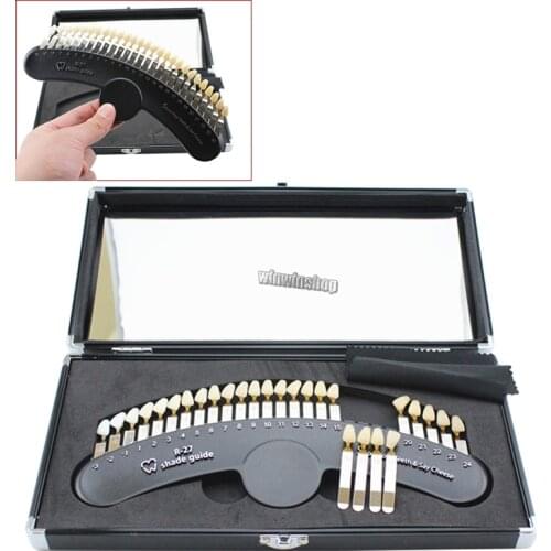 27-color tooth whitening 3D shadow guide dental tooth bleaching comparator with mirror cold light bleaching tooth plate