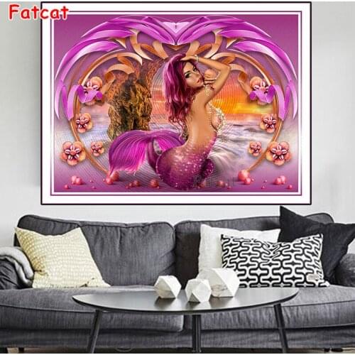 5D Diamond Crystal 5d diamond mosaic Fantasy Mermaid diamond painting cross stitch embroidery full Square drill Portrait PP2449