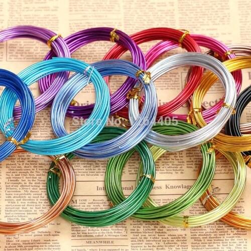 Free Shipping! 5m/roll 2mm Diameter colored aluminum wire for Metal Crafts