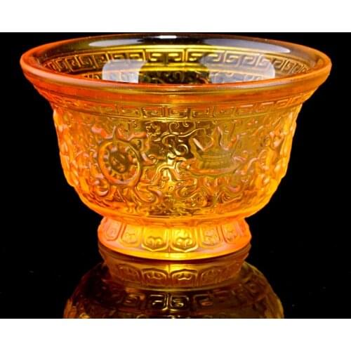Buddhist Temple Ornaments Tantric Eight Auspicious Glass for Bowls of Water, Holy Water Seven for Cups of Buddhist Supplies