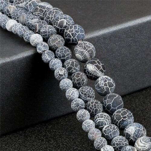 Wholesale DIY Black Weathered Stones 10/8/6mm Loose Beads Natural Stone For Bracelet Necklace Jewelry Making Accessories Gift