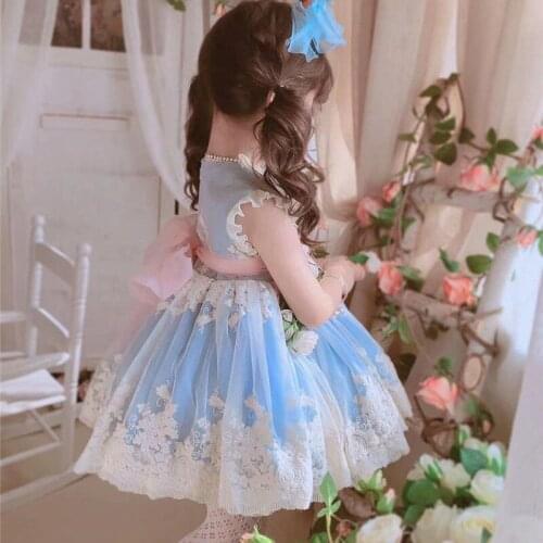 Todder Children Summer Dresses Girls Lolita Style Dress Little Kids Embroidery Princess Lovely Party Dresses Sleeveless Clothes