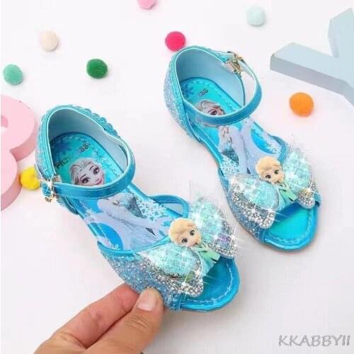 Disney Frozen Elsa Sandals for Girls Children Party Dancing Shoes Kids Frozen Princess Sandals Shining Sandals Flat Shoes