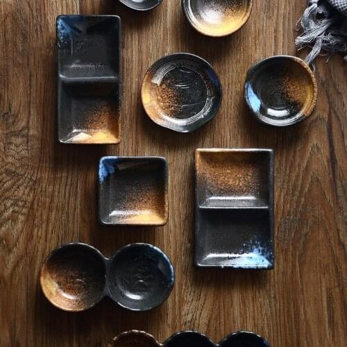 Japanese Style Ceramic Sauce Dish Creative Gravy Boat Household Hotel Small Dish Seasoning Soy Tray Retro Sauce Dish Tableware