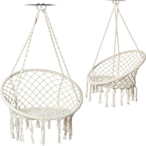 Indoor Outdoor Hammocks Nordic Egg Chair Swing Basket Tassel Swing Hanging Chair Handmade Knitted Patio Furniture Swings